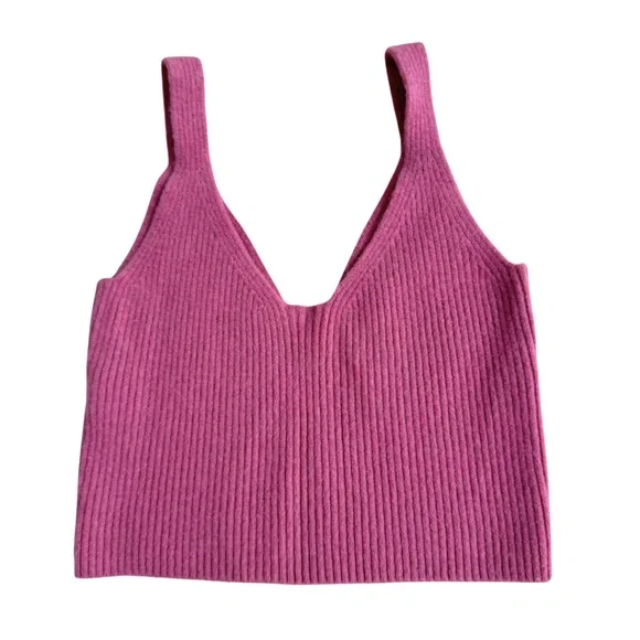 J. CREW Cashmere V Neck Sweater Tank Pink Size Small - Picture 2 of 8